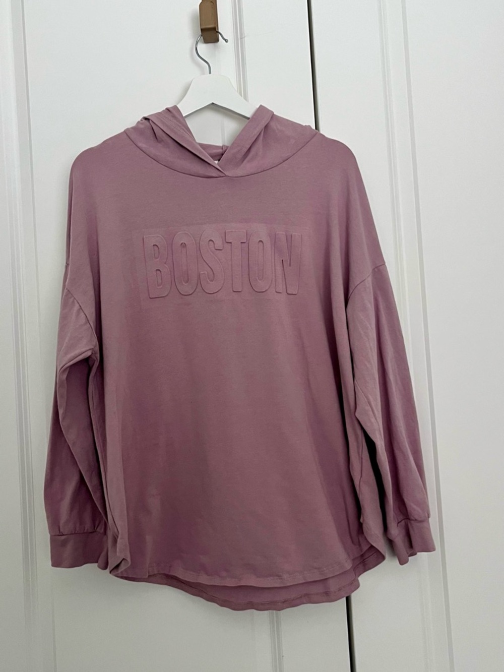 SHEIN Dusty Mauve 'Boston' Long Sleeve Hoodie Tee